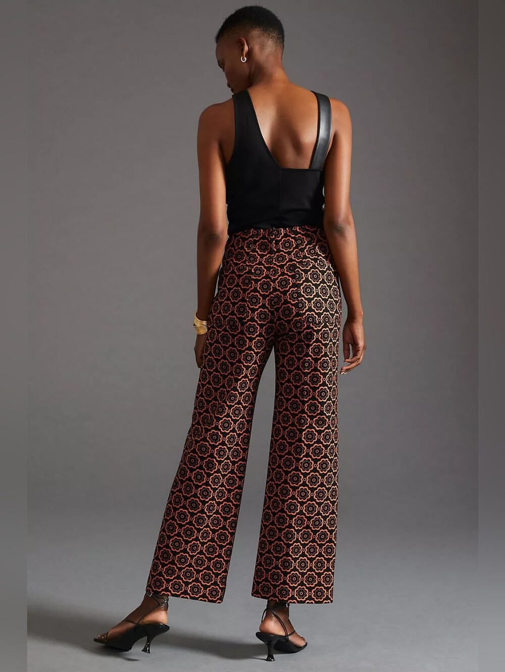 Anthropologie Blk/Brn Patterned Wide-Leg Pants. Size 28 Excellent Condition - Picture 4 of 16